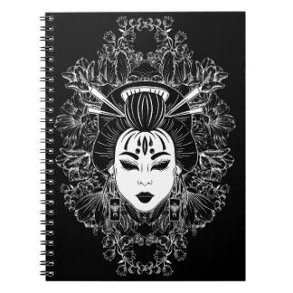 CADERNO ESPIRAL ESPÍRITO MÍSTICO CELESTICAL GEISHA A PRETO