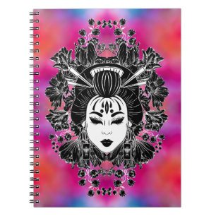 CADERNO ESPIRAL ESPÍRITO MÍSTICO CELESTICAL JAPONÊS GEISHA