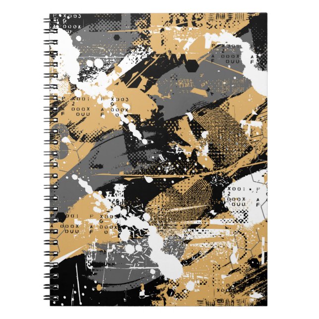 Caderno Espiral esporte abstrato, estilo grafite (Frente)