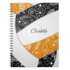 Caderno Espiral esporte negro em laranja
