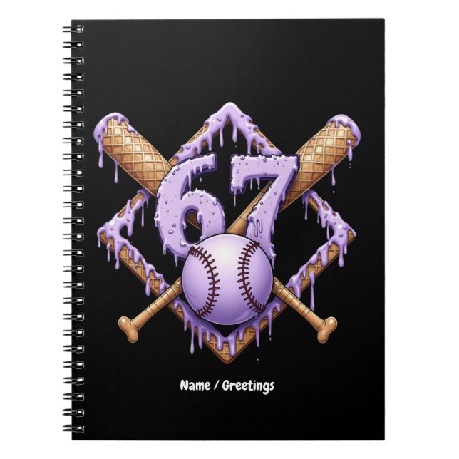Caderno Espiral Esportes Retro Engraçados Com Memória De Baseball  (Frente)