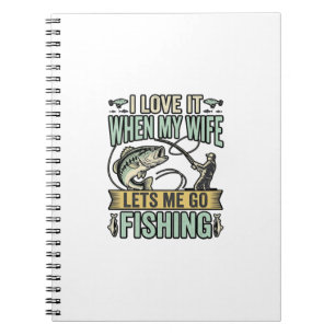 Caderno Espiral Esposa engraçada me deixa ir para a pesca camisa v