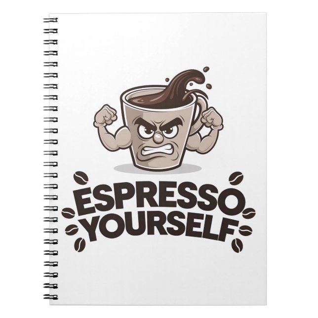 Caderno Espiral Espresso - Engraçado Design de café (Frente)