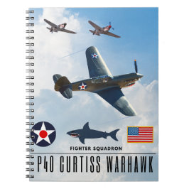 CADERNO ESPIRAL ESQUADRÃO DE CAÇAS P-40 CURTISS WARHAWK