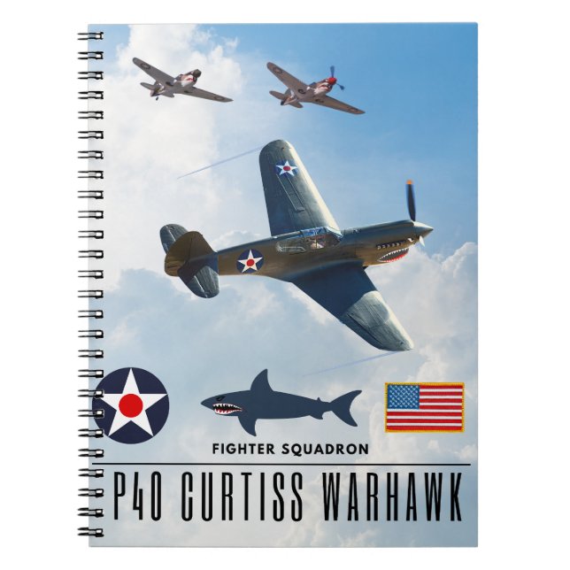 CADERNO ESPIRAL ESQUADRÃO DE CAÇAS P-40 CURTISS WARHAWK (Frente)