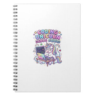 Caderno Espiral Esquadrão de Debug do Unicórnio de Codificação Uni