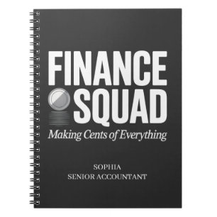 Caderno Espiral Esquadrão de Finanças Nome Personalizado Humor de