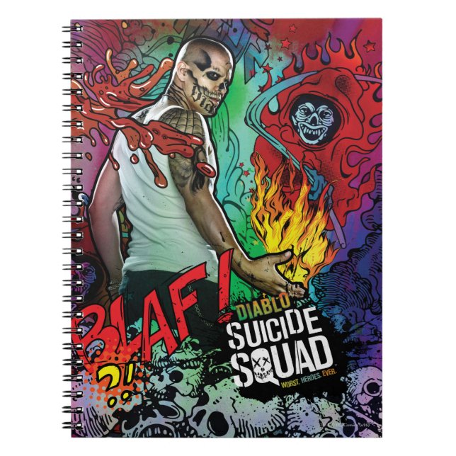 Caderno Espiral Esquadrão Suicida | Grafite de Caracteres Diablo (Frente)