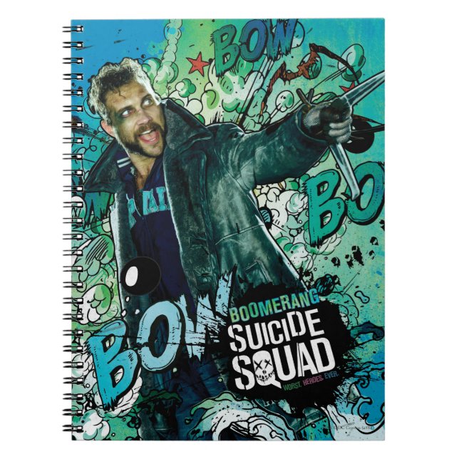 Caderno Espiral Esquadrão Suicida | Grafite de Caráter Boomerang (Frente)