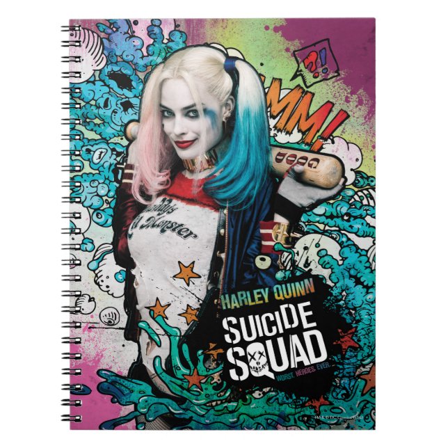 Caderno Espiral Esquadrão Suicida | Harley Quinn Character Grafite (Frente)