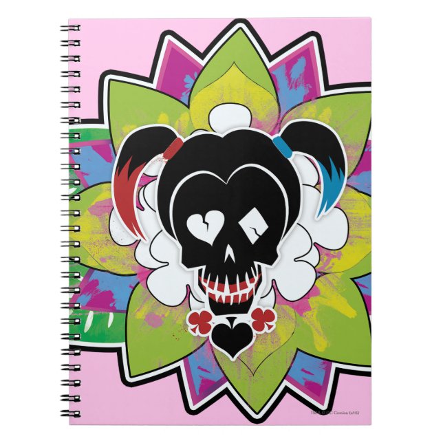 Caderno Espiral Esquadrão Suicida | Harley Quinn Skull Tattoo Art (Frente)