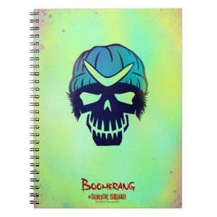 Caderno Espiral Esquadrão Suicida   Ícone Cabeça de Boomerang