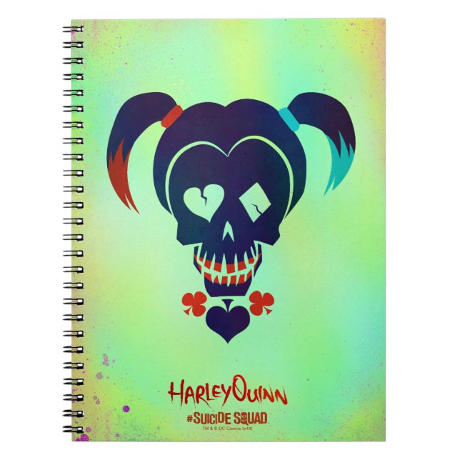 Caderno Espiral Esquadrão Suicida | Ícone da cabeça de Harley Quin (Frente)