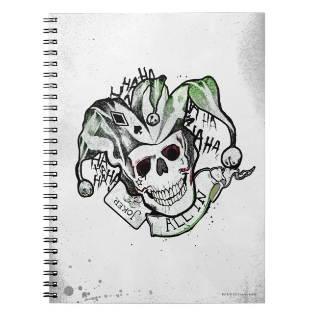Caderno Espiral Esquadrão Suicida | Joker Skull "All In" Tattoo Ar (Frente)
