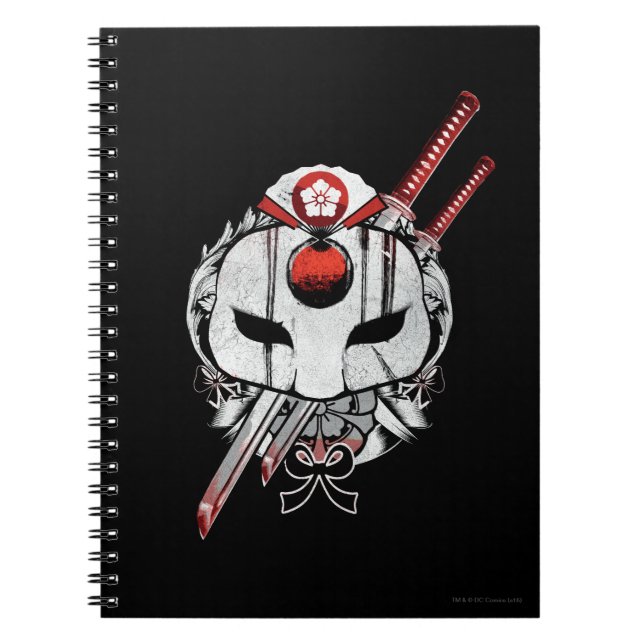 Caderno Espiral Esquadrão Suicida | Mascaramento Katana e Espadas  (Frente)