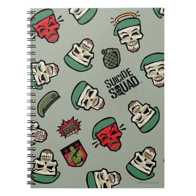 Caderno Espiral Esquadrão Suicida | Padrão Emoji De Sinalizador Do (Frente)