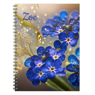 Caderno Espiral Esqueça-me, não flor com sotaque de ouro