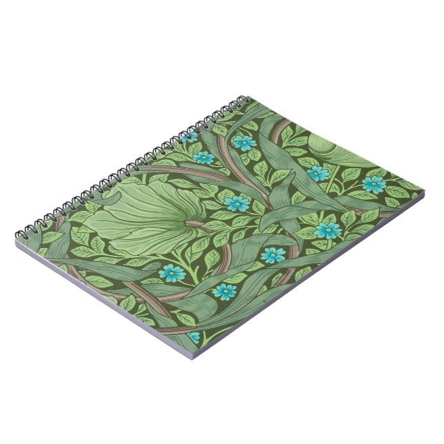 Caderno Espiral Esqueça-me-Nots, Wallpaper de William Morris (Left Side)