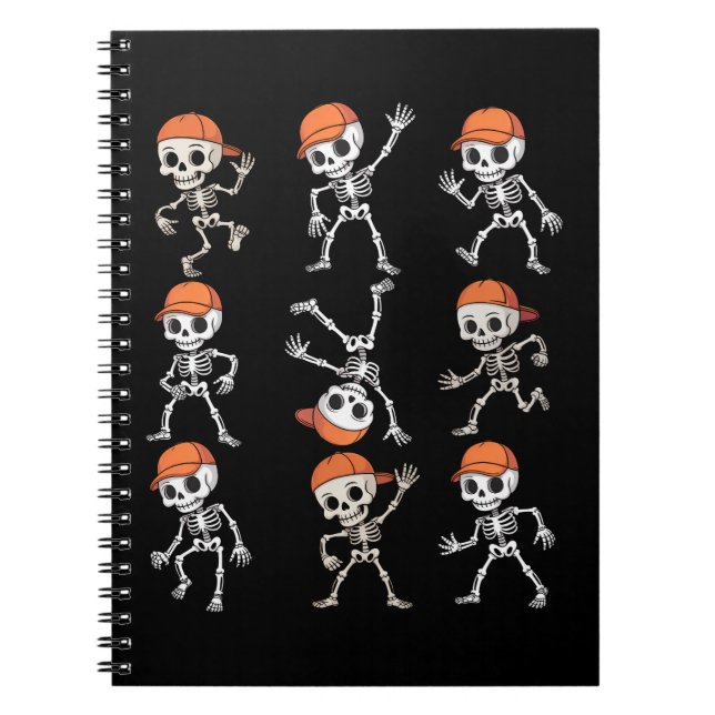 Caderno Espiral Esqueleto de Halloween Dançando Crianças (Frente)