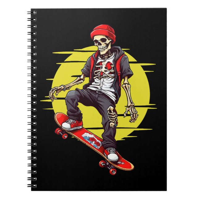 Caderno Espiral Esqueleto de Skate (Frente)