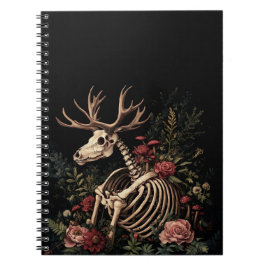 Caderno Espiral Esqueleto de veado floral gótico