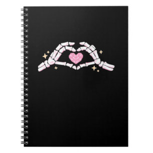 Caderno Espiral Esqueleto Mãos Coração Engraçado