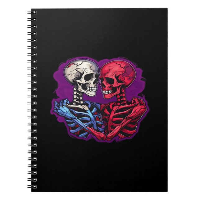 Caderno Espiral Esqueleto Tradicional Americano Segurando Tatuagem (Frente)