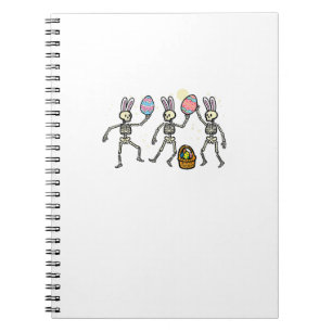Caderno Espiral Esqueletos de Páscoa Ovos Dançantes Ossos Divertid