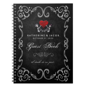 Caderno Espiral Esqueletos do livro de hóspedes do casamento do