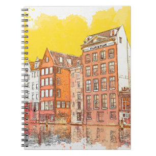 Caderno Espiral Esquema de aquarela ou ilustração do tradicional a