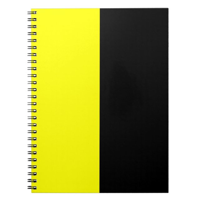 Caderno Espiral Esquema de cores preto e amarelo da separação (Frente)