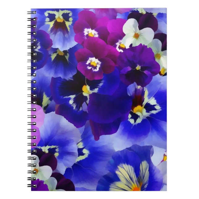 Caderno Espiral Esquema de Flor Azul (Frente)