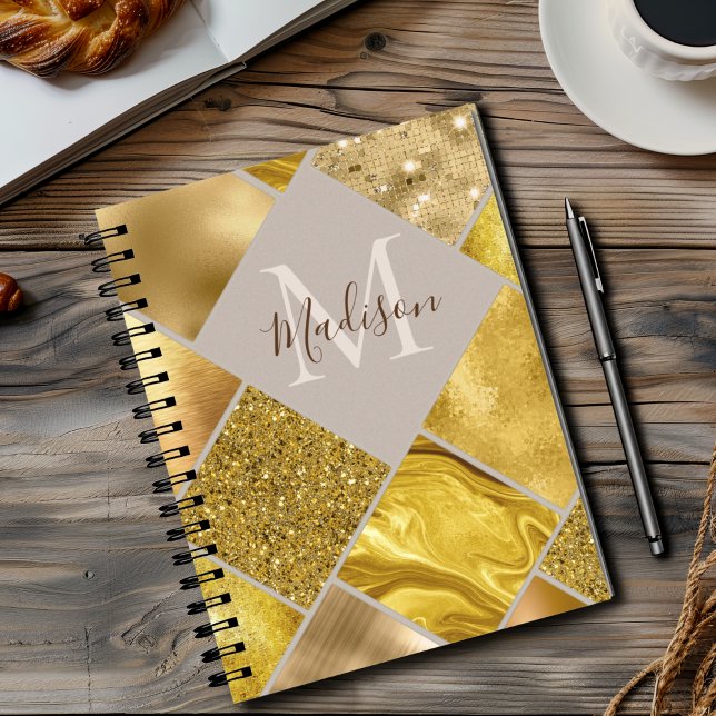 Caderno Espiral Esquema de quadrados geométricos de quadrados de o (Criador carregado)