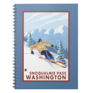 Caderno Espiral Esquiador da neve de Downhhill - passagem de