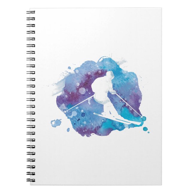 Caderno Espiral Esquiadores | Inverno Esportes Esqui Ideia De Pres (Frente)