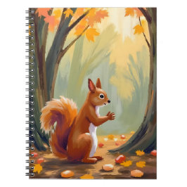 Caderno Espiral Esquilo de Floresta | Aquarela de Animal de Outono