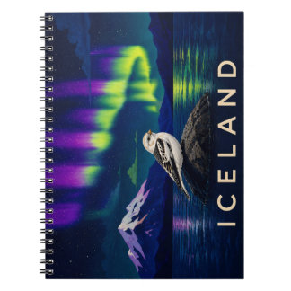 Caderno Espiral Esquilo-de-neve Luzes do Norte Islândia Aurora