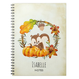 Caderno Espiral Esquilo na parede floral