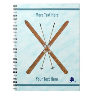 Caderno Espiral Esquis através dos campos na neve