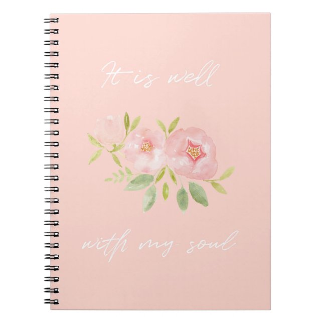 Caderno Espiral Está bem com a minha alma Diário Floral (Frente)