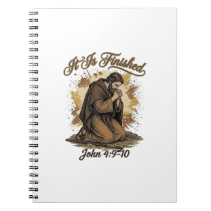 Caderno Espiral Está Consumado Versículo Bíblico Camisa Cristã Vin
