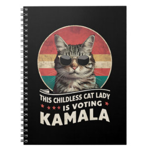 Caderno Espiral Esta Dona de Gatos sem Filhos está Votando Kamala