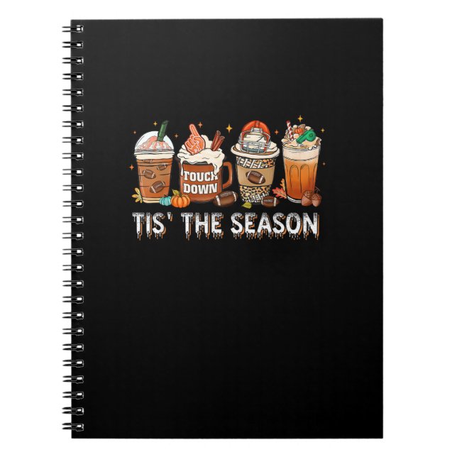 Caderno Espiral Esta É A Época De Futebol Pumpkin Spice Halloween  (Frente)