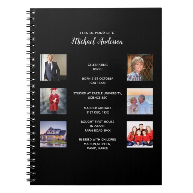 Caderno Espiral ESTA É A SUA VIDA - ADICIONAR Diário DE FOTOS (Frente)