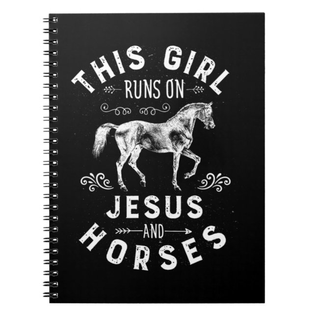 Caderno Espiral Esta Garota Funciona Com Jesus E Cavalos Cavalos A (Frente)