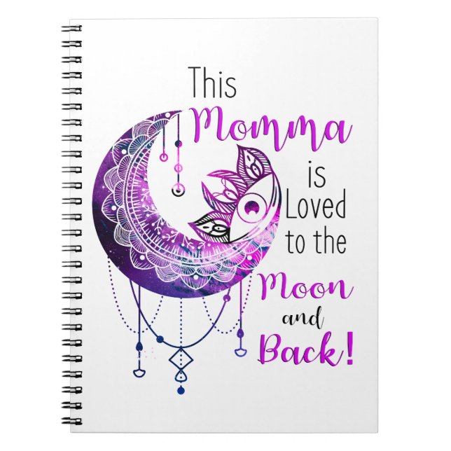 Caderno Espiral Esta mãe é amada à lua e às costas (Frente)
