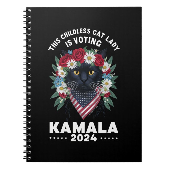 Caderno Espiral Esta Mulher De Gato Infantil Está Votando Kamala (Frente)