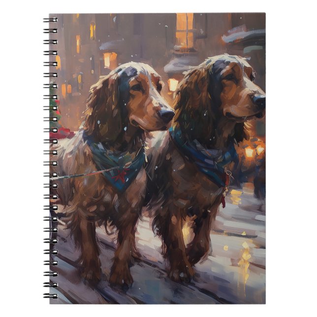 Caderno Espiral Estação Festiva de Natal Inglês Cocker Spaniel (Frente)