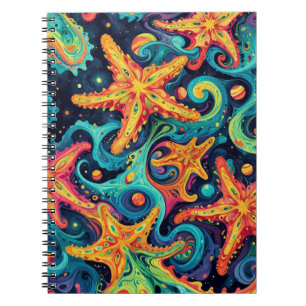 Caderno Espiral Estaleiro psicodélico e ondas cósmicas