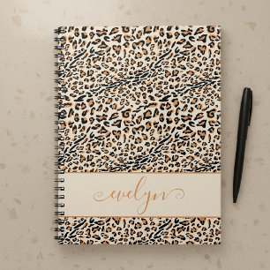 Caderno Espiral Estampa de animal Leopardo Creme Preto Bege Person